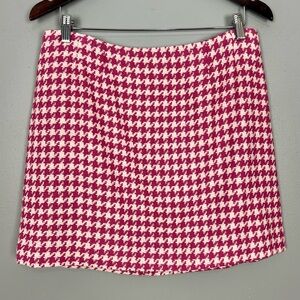 Y2K Lilly Pulitzer Houndstooth Skirt Women’s Size 10 Wool Blend Mini Preppy Pink